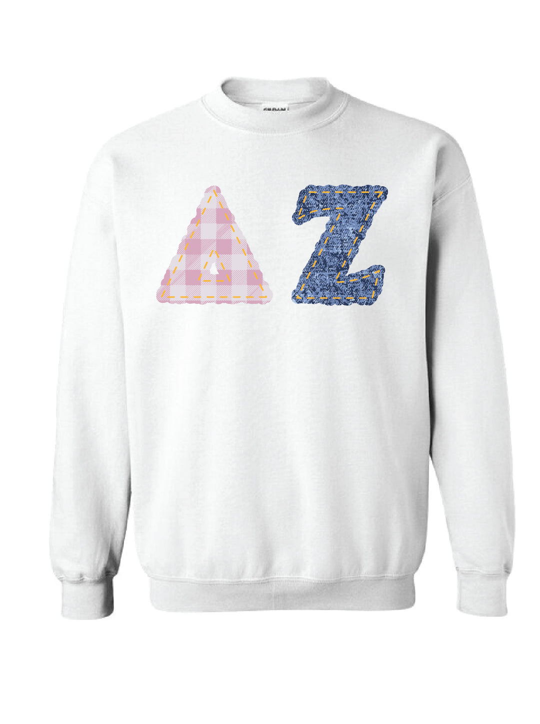 Delta Zeta Patchwork Print Crewneck