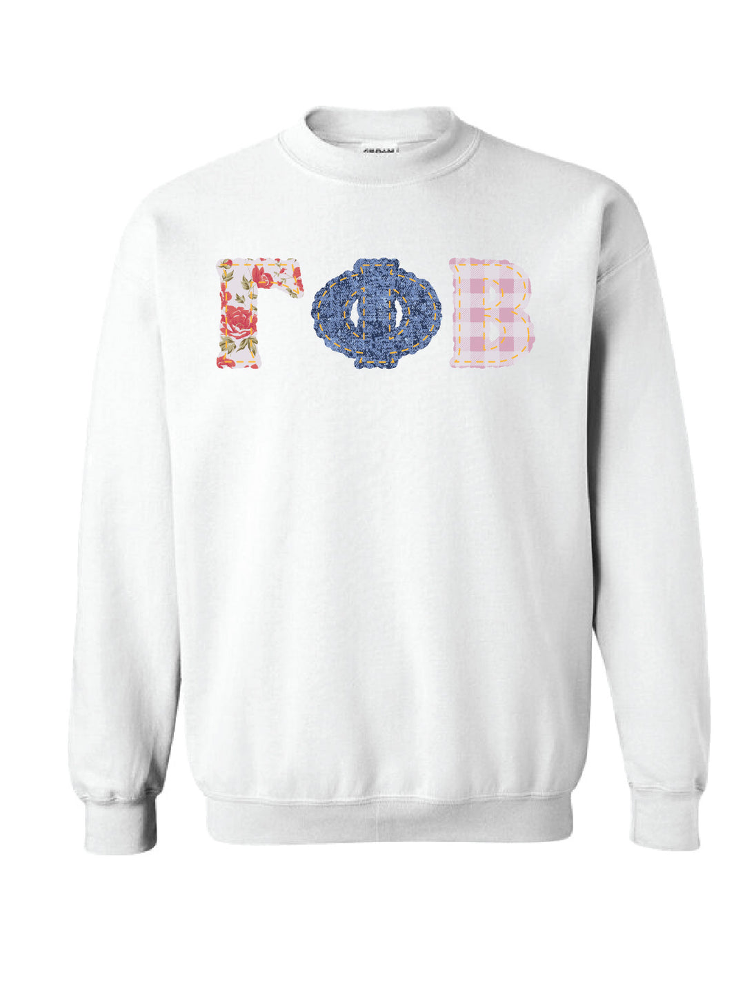 Gamma Phi Beta Patchwork Print Crewneck