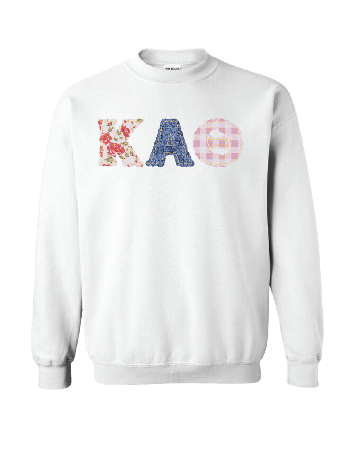 Kappa Alpha Theta Patchwork Print Crewneck