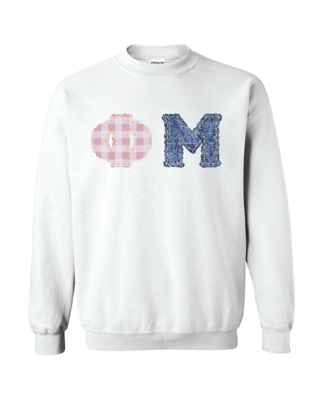 Phi Mu Patchwork Print Crewneck
