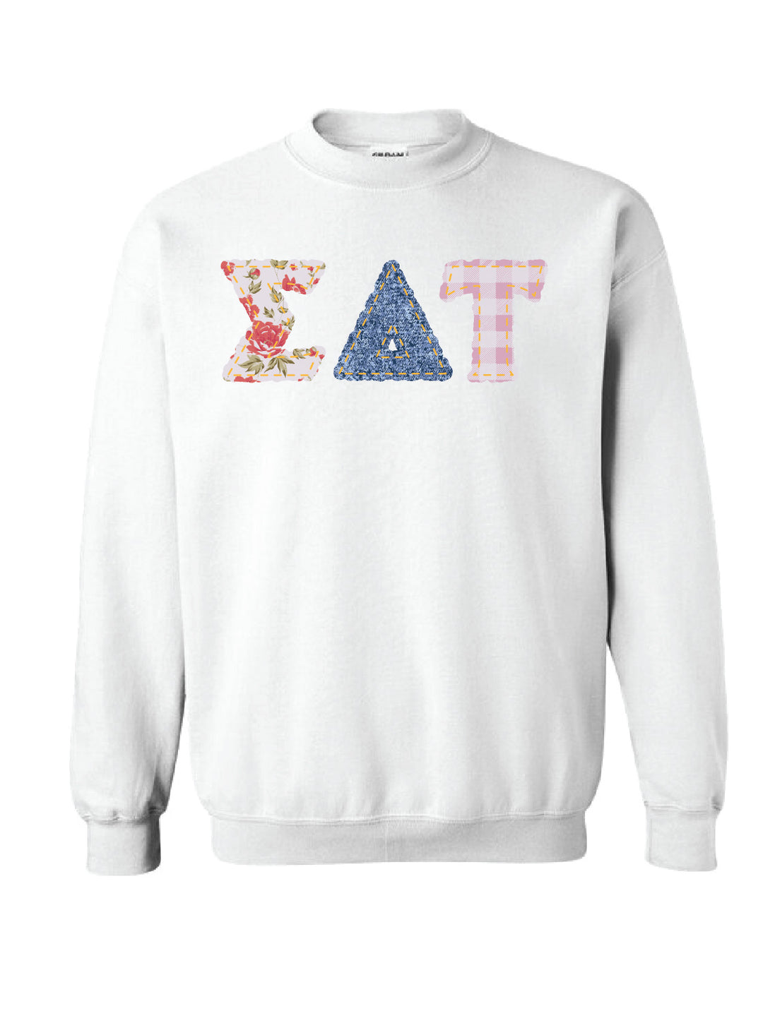 Sigma Delta Tau Patchwork Print Crewneck