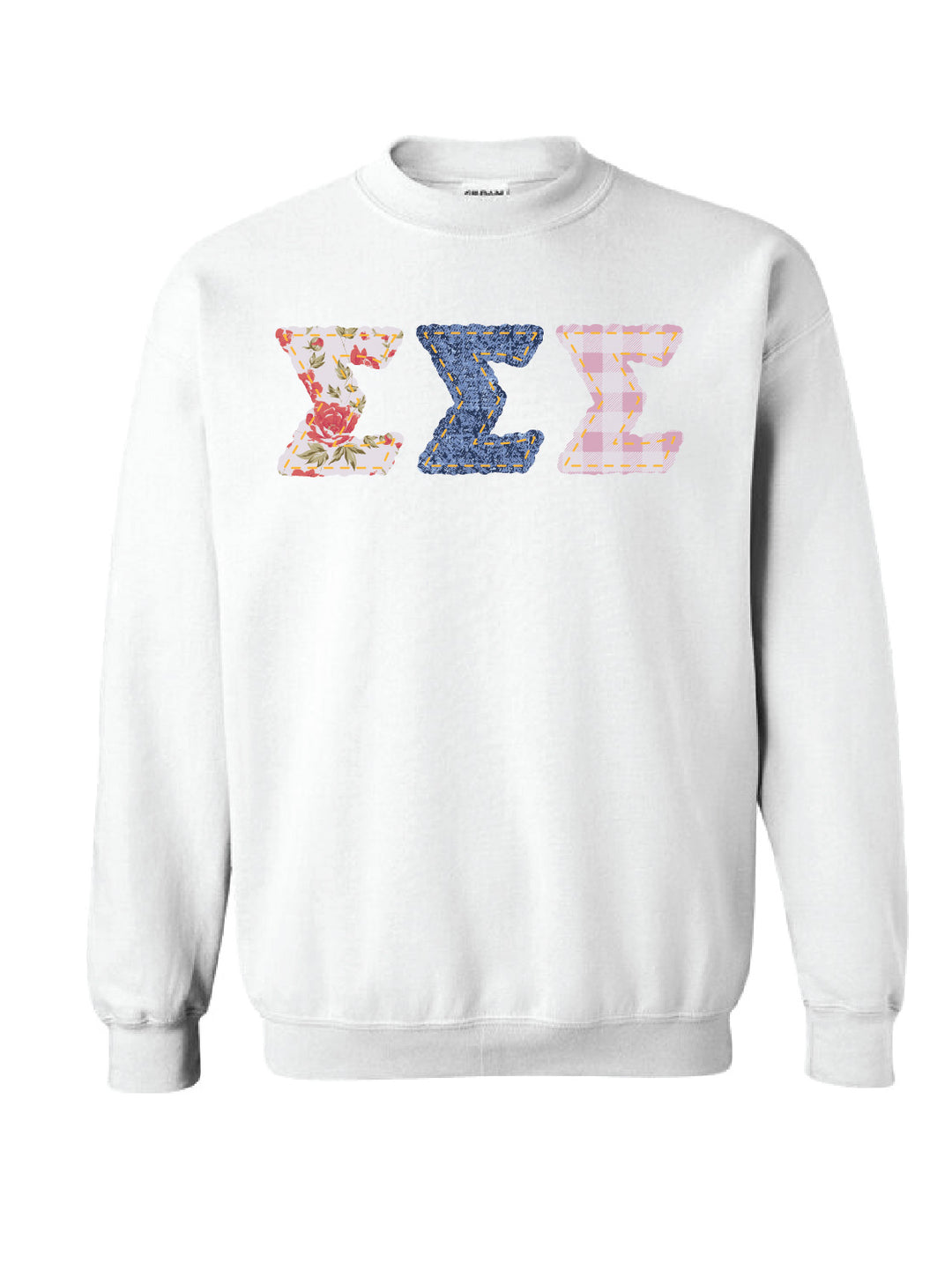 Sigma Sigma Sigma Patchwork Print Crewneck
