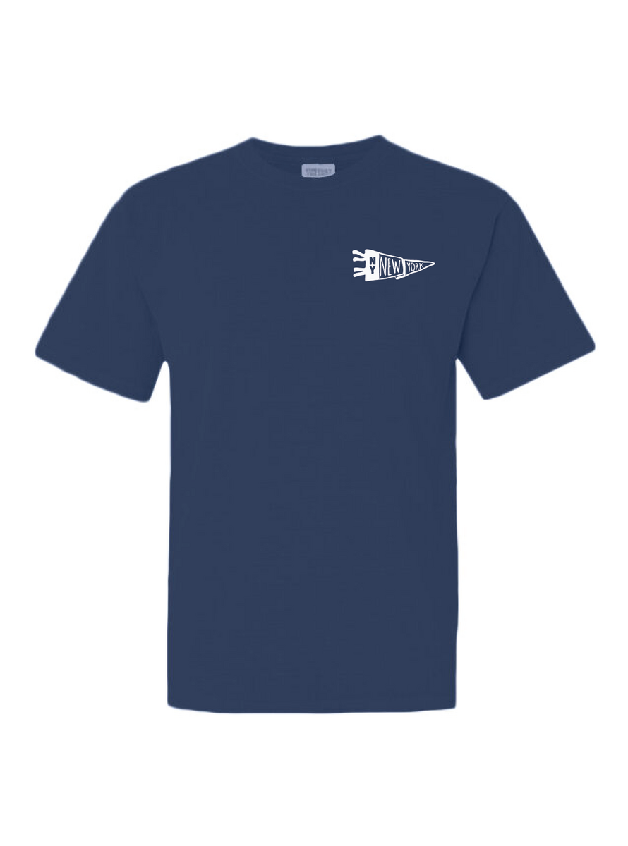 New York Baseball Pennant Navy/White Crewneck & Tee