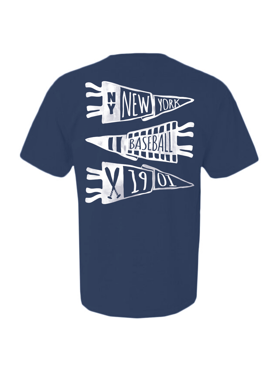 New York Baseball Pennant Navy/White Crewneck & Tee