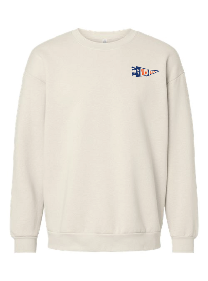 New York Baseball Pennant Blue/Orange Crewneck & Tee