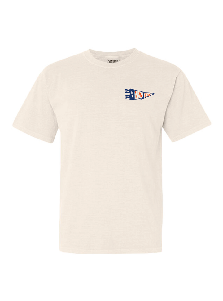 New York Baseball Pennant Blue/Orange Crewneck & Tee