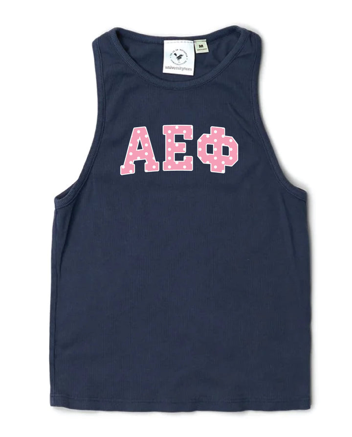 Pink Polka Dot Midnight Sky Sorority Tank