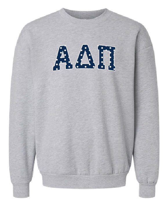 Polka Dot Greek Letter Printed Alpha Delta Pi Crewneck