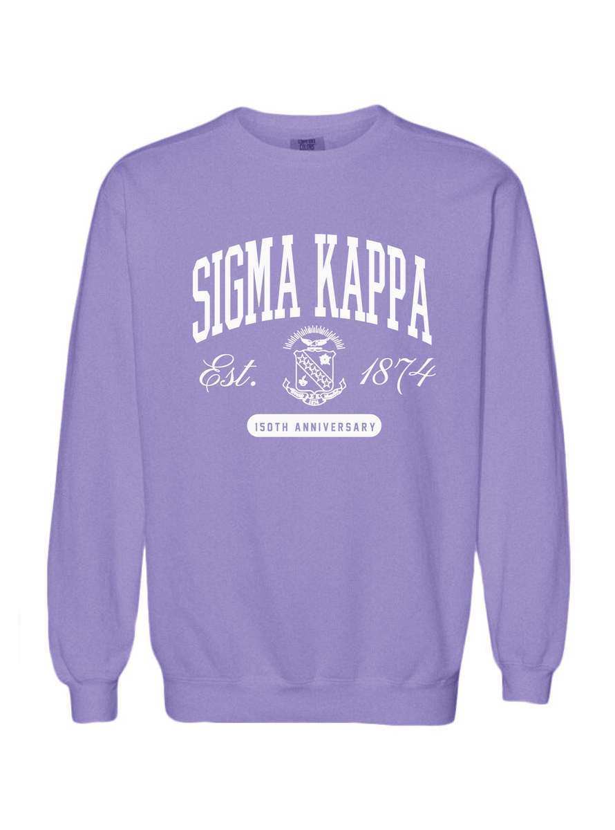University Tees Sigma Kappa 150th Anniversary Violet Crewneck 3XL