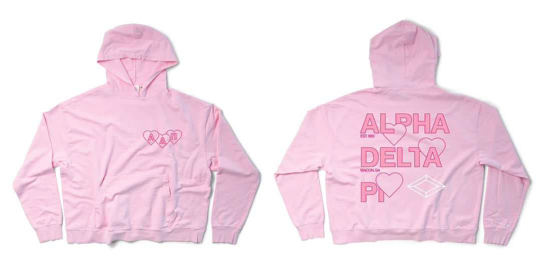 Bubblegum Alpha Delta Pi Lots of Love Light Weight Hoodie