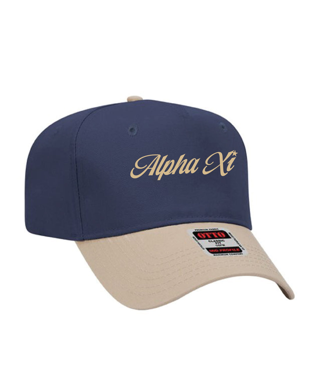 Star Script Embroidered Khaki/Navy Sorority Hat