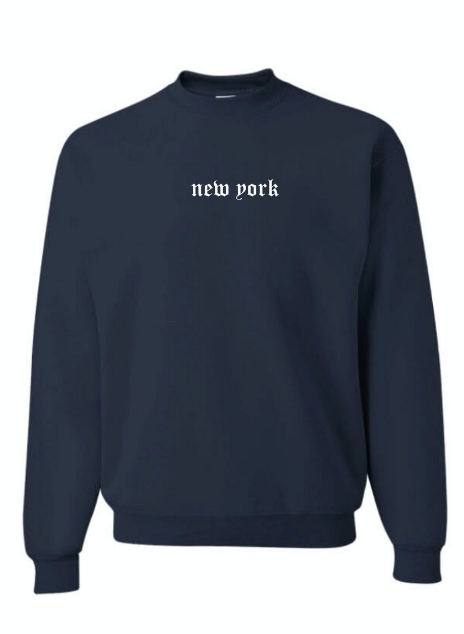 Old English New York Navy Crewneck