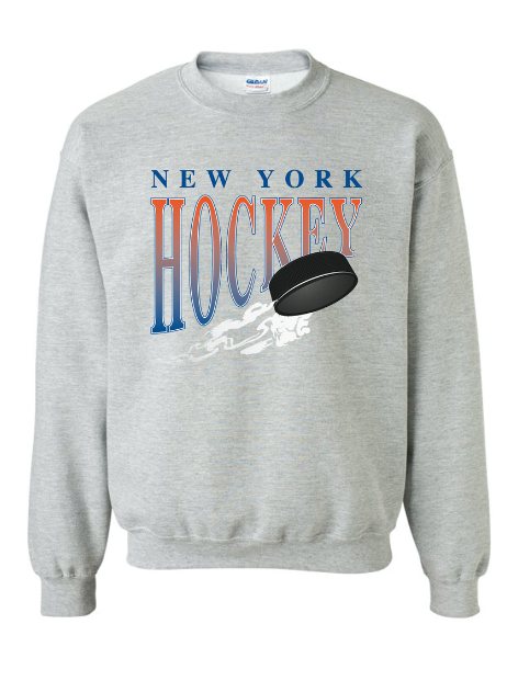 New York Orange and Blue Hockey Crewneck