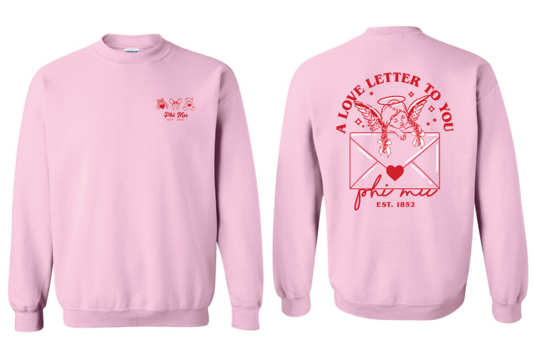 Phi Mu Galentines Pink Crew