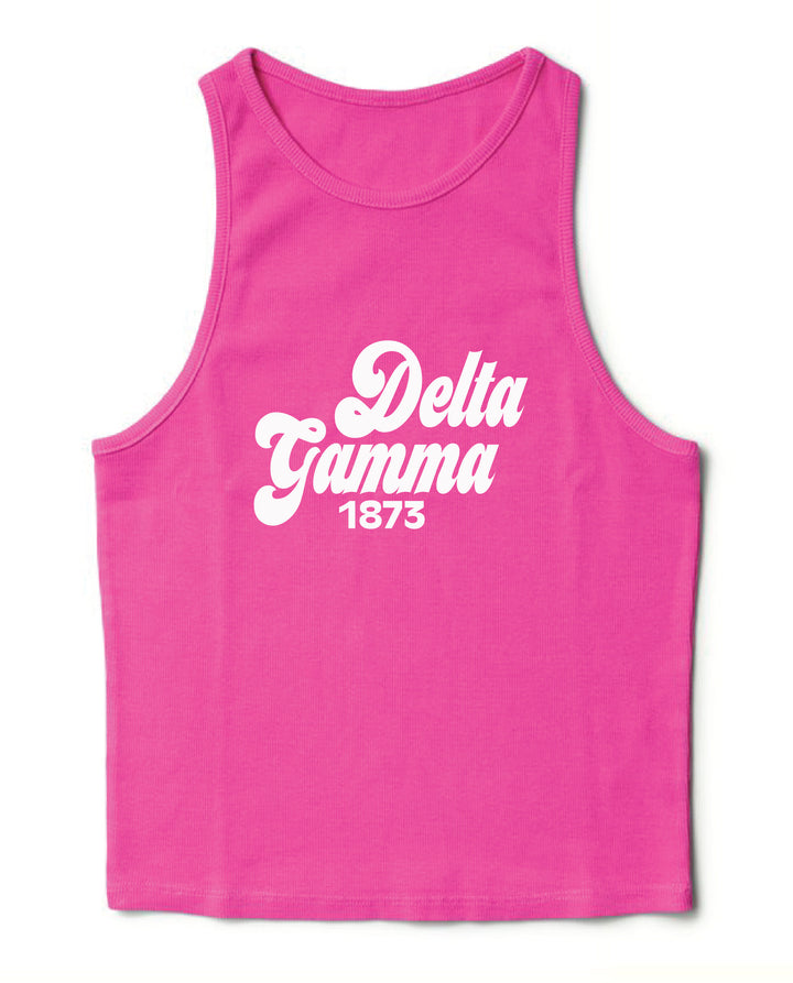 Ultra Pink Script Sorority Tank