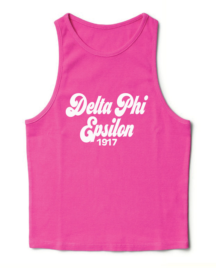 Ultra Pink Script Sorority Tank