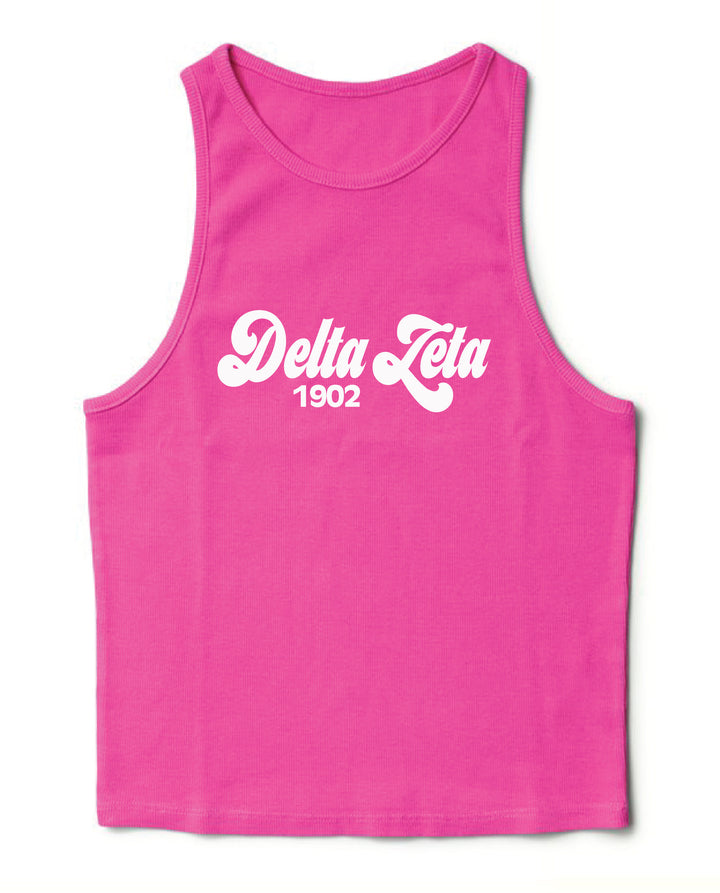Ultra Pink Script Sorority Tank