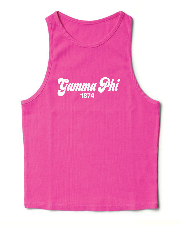 Ultra Pink Script Sorority Tank