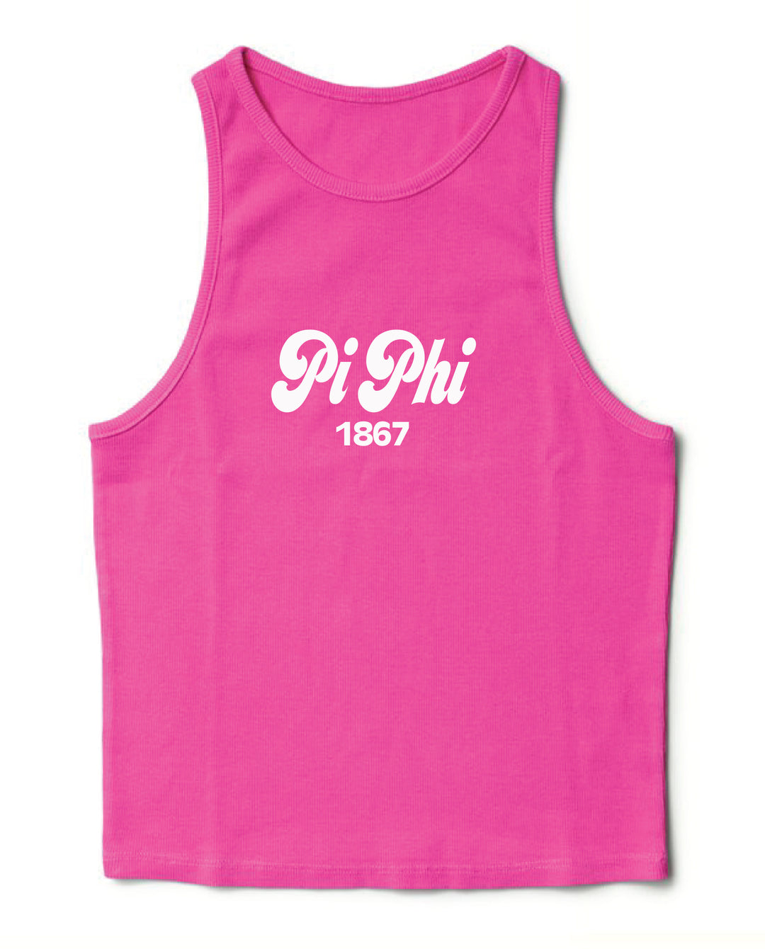 Ultra Pink Script Sorority Tank