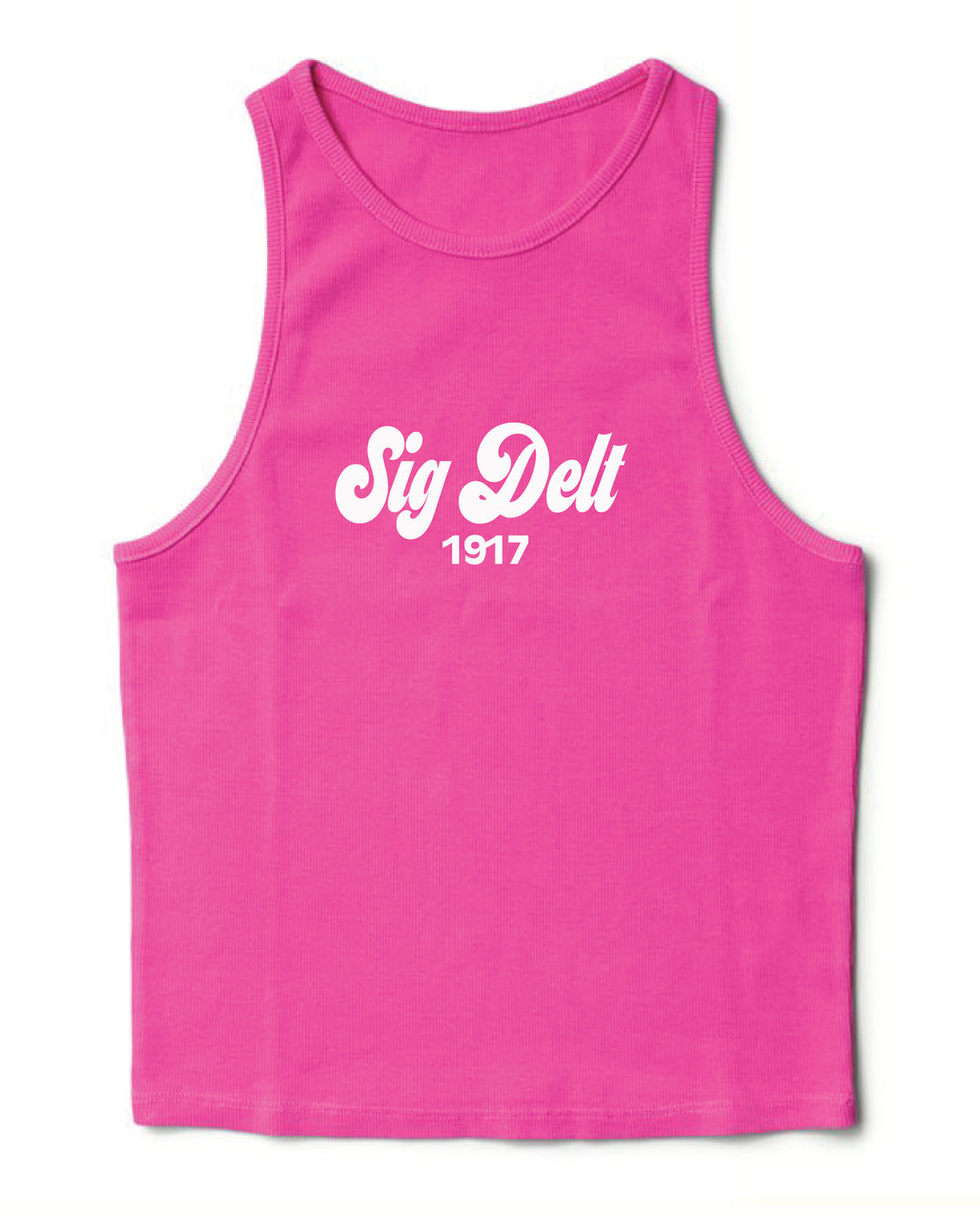 Ultra Pink Script Sorority Tank