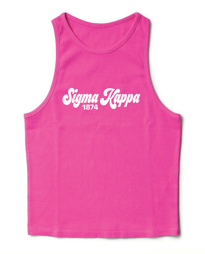 Ultra Pink Script Sorority Tank