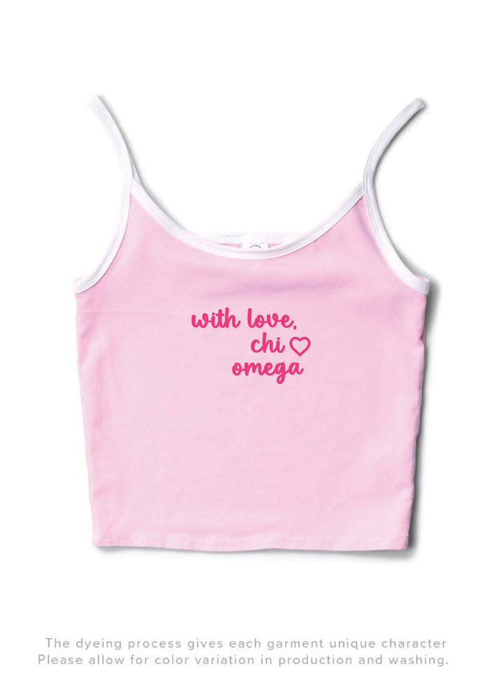 With Love Bubblegum/White Sorority Contrast Tank