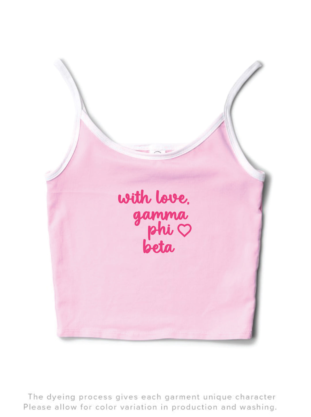 With Love Bubblegum/White Sorority Contrast Tank