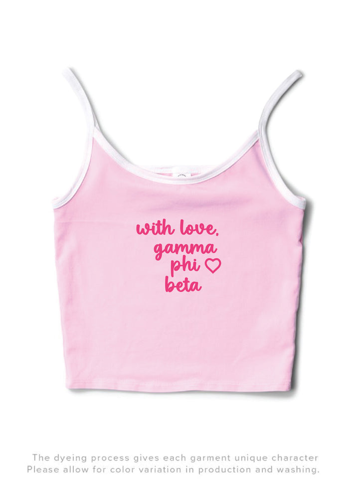 With Love Bubblegum/White Sorority Contrast Tank