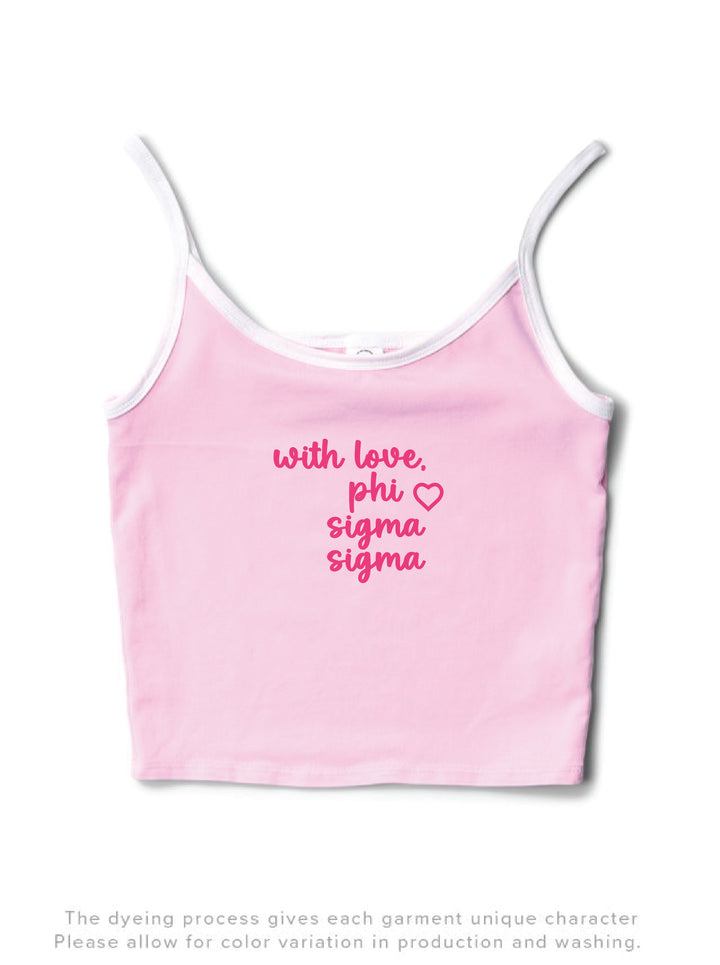 With Love Bubblegum/White Sorority Contrast Tank