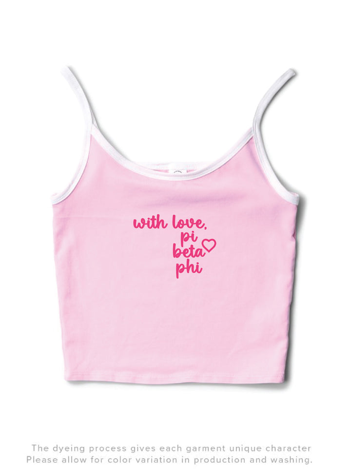 With Love Bubblegum/White Sorority Contrast Tank