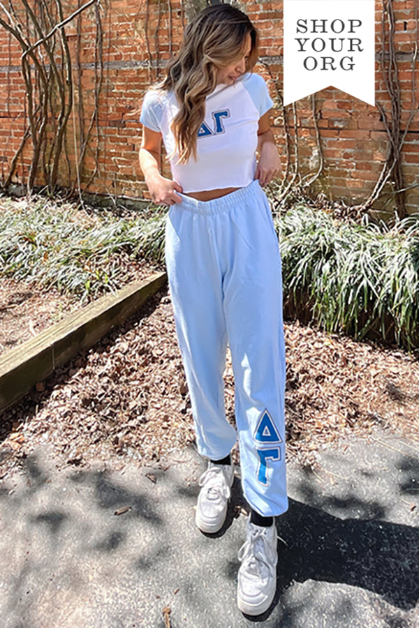 Arctic Blue Varsity Matching Set Light Weight Sorority Joggers