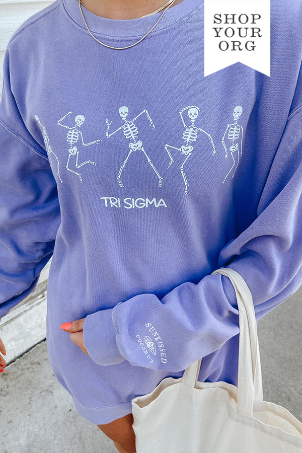 Sunkissed Coconut® Purple Skeleton Sorority Crewneck