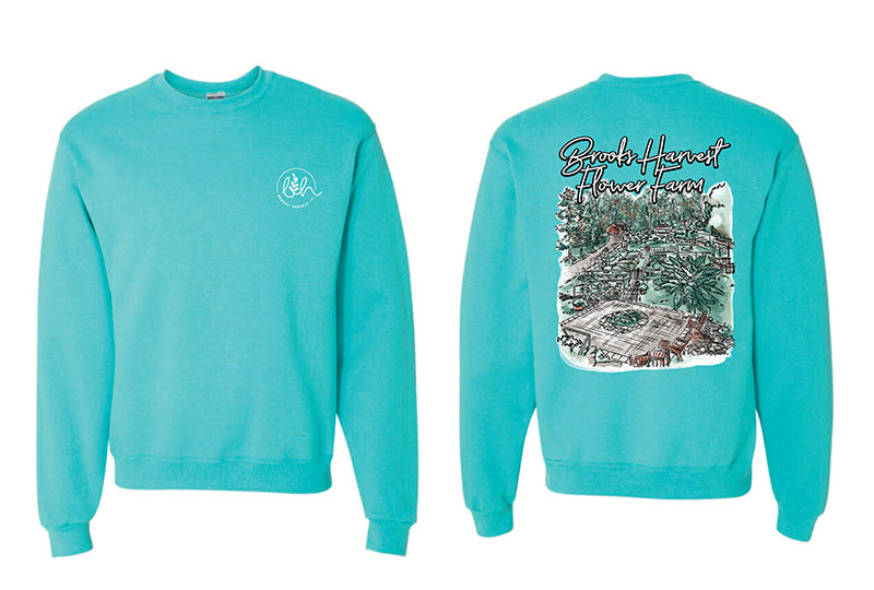 Brooks Harvest Flower Farm Venue Blue Crewneck