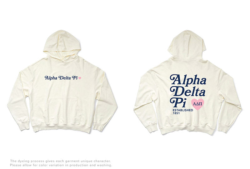 Alpha Delta Pi Vanilla Ice Heart Light Weight Hoodie