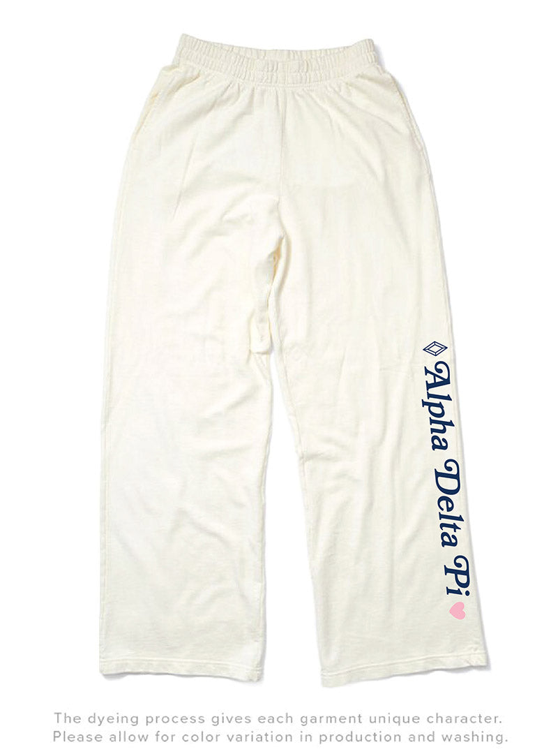 Alpha Delta Pi Vanilla Ice Heart Matching Set Wide Leg Light Weight Sweatpants