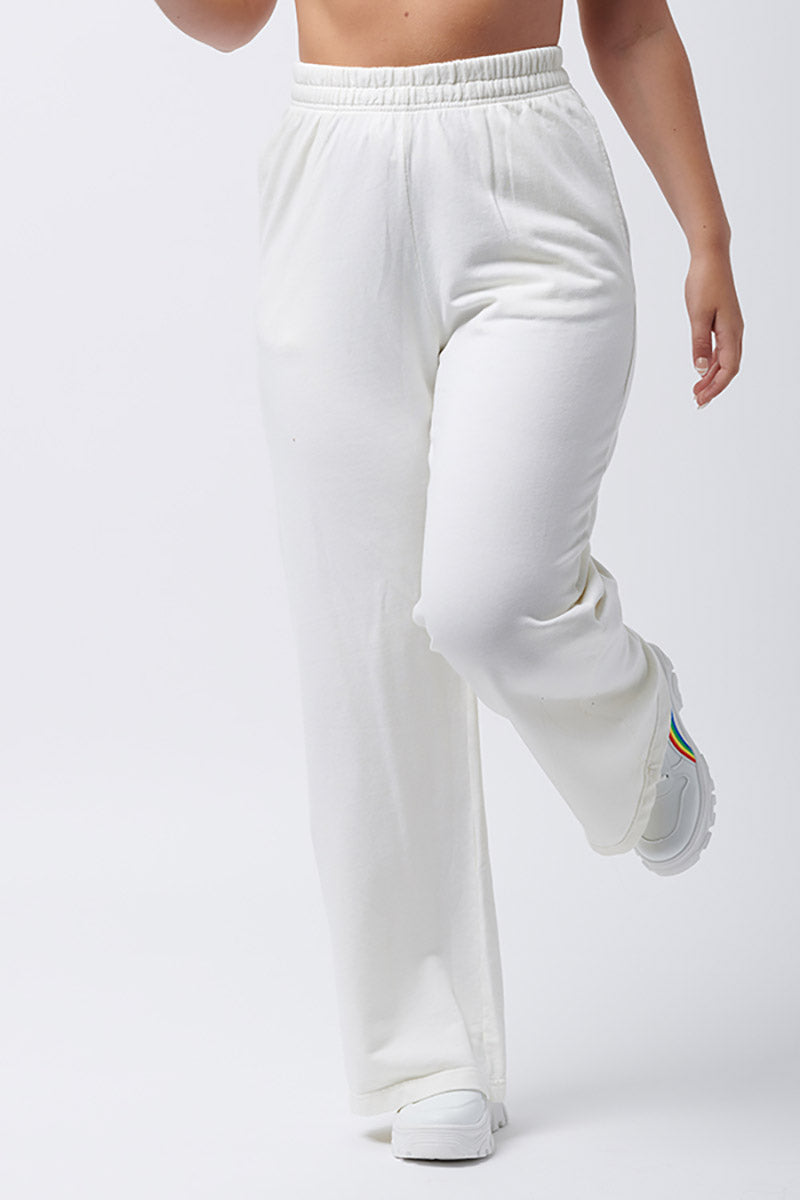 Jogging Bottoms Wide Leg White Joggers Contrastline Wide Leg