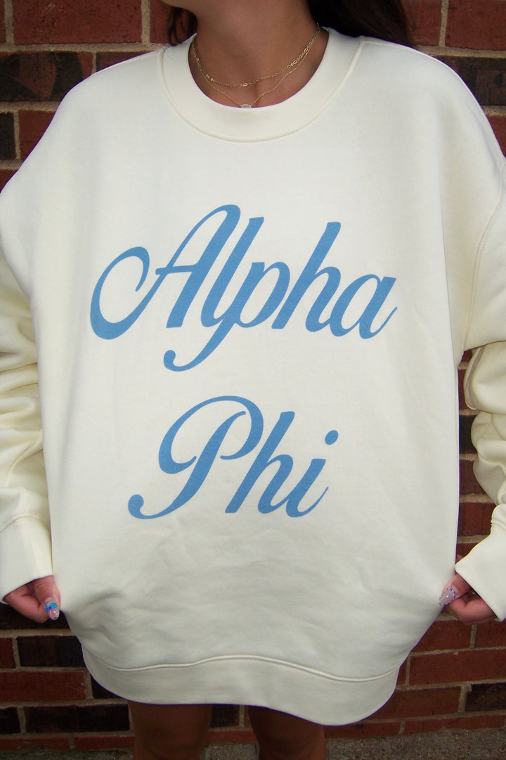 Cursive Script Butter Heavy Weight Crewneck