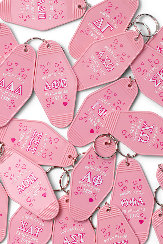 Pink Property Of Sorority Keychain