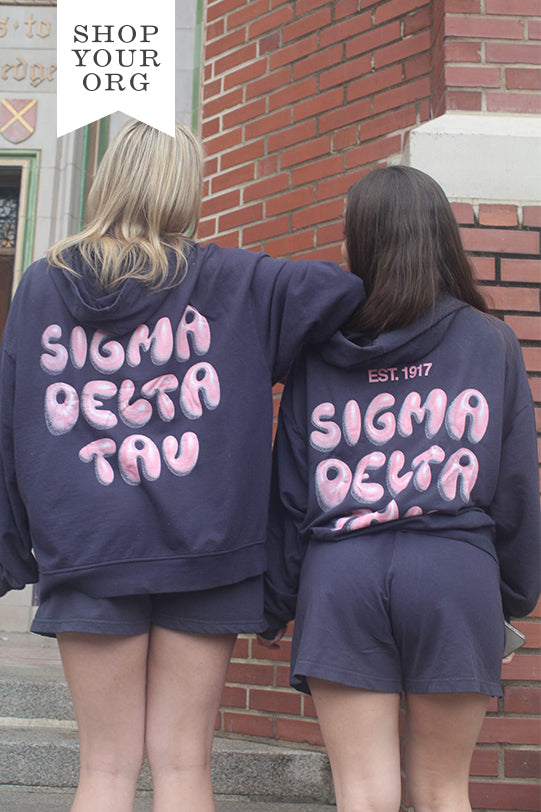 Midnight Sky Bubble Letter Matching Set Sorority Light Weight Hoodie