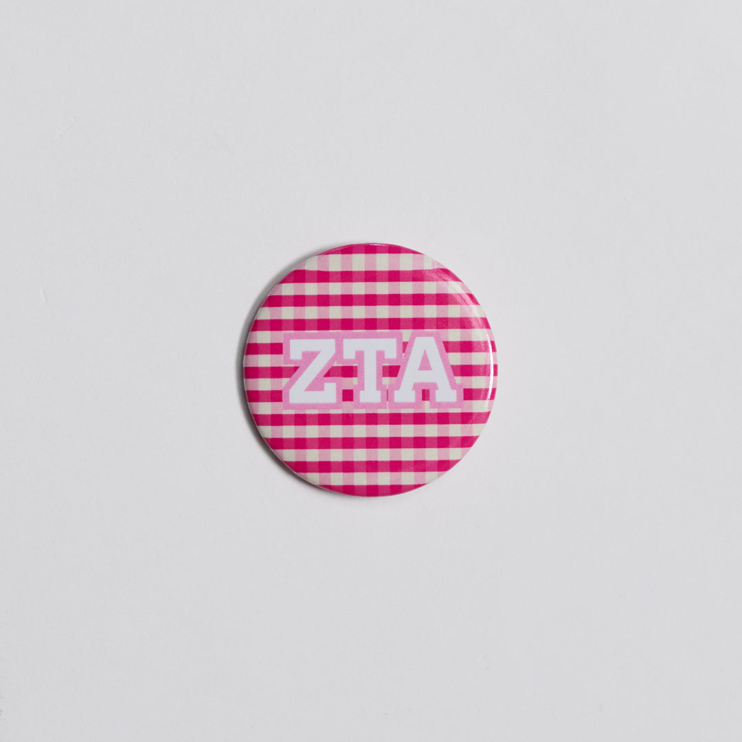 Gingham Sorority Button