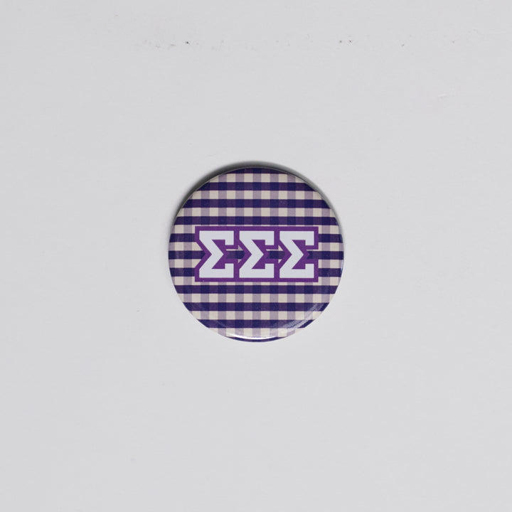 Gingham Sorority Button