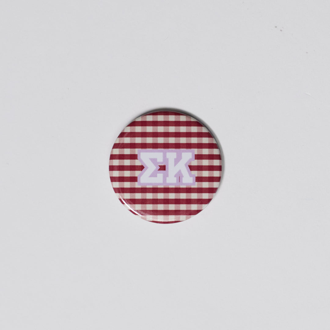 Gingham Sorority Button