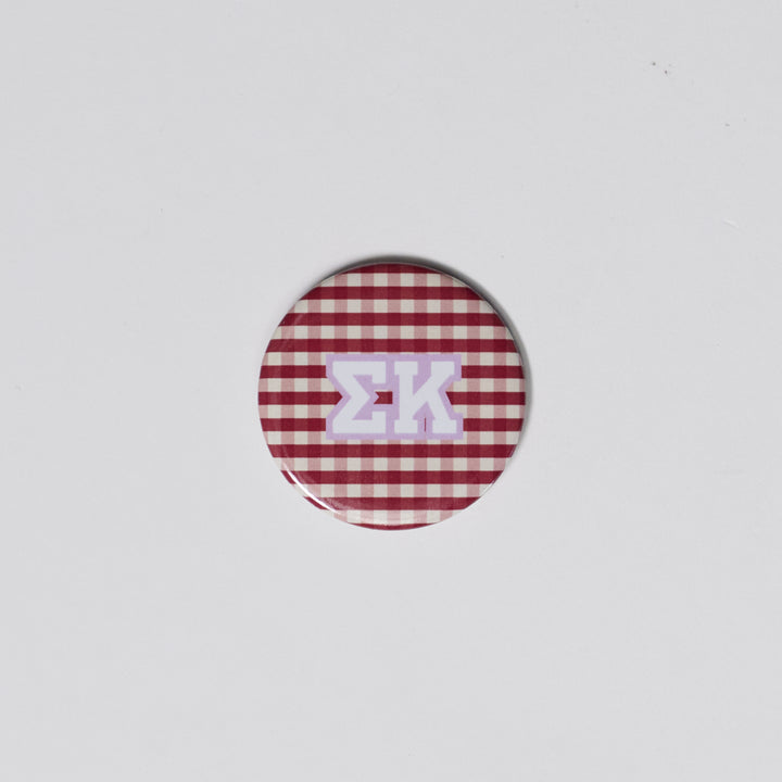 Gingham Sorority Button