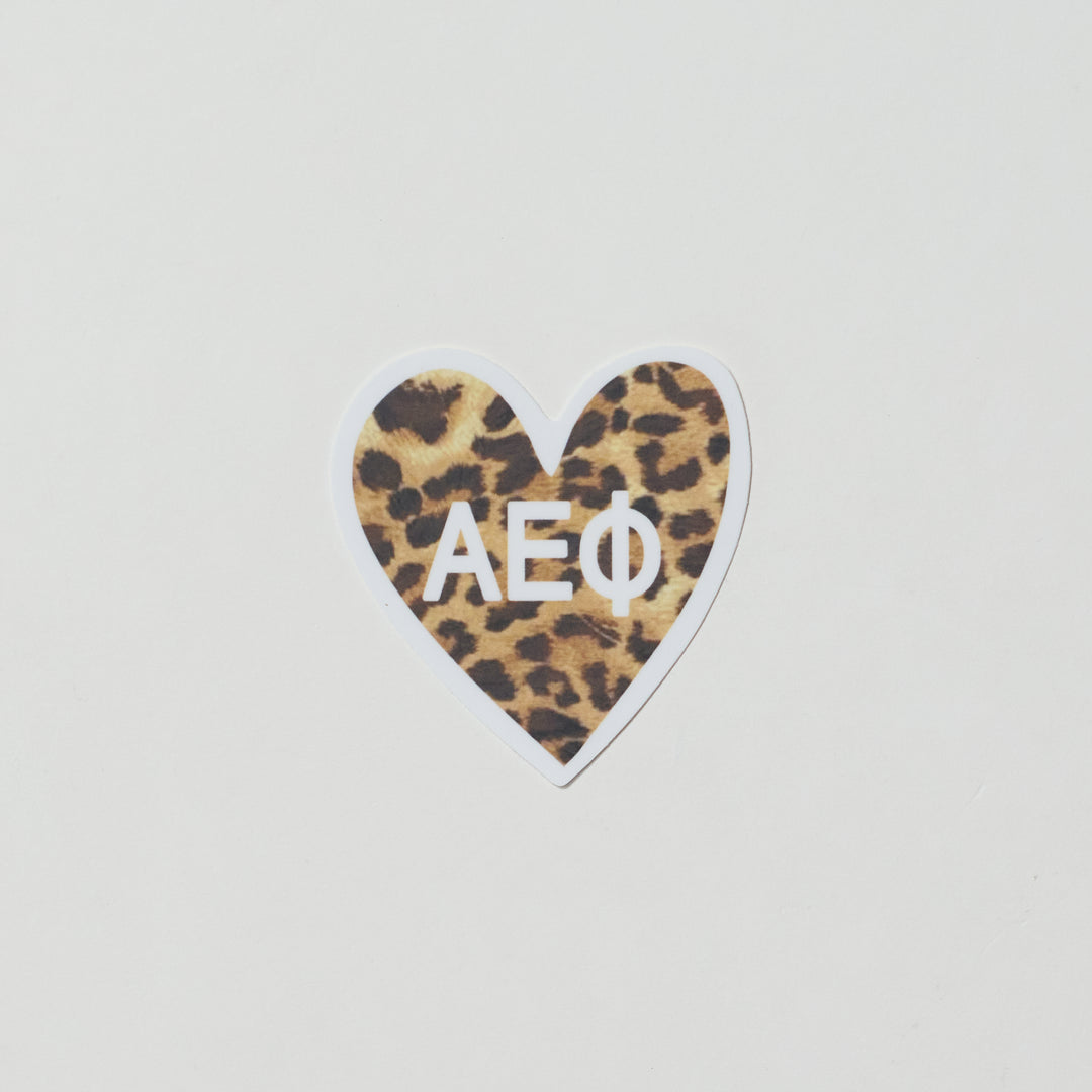 Cheetah Heart Sorority Sticker