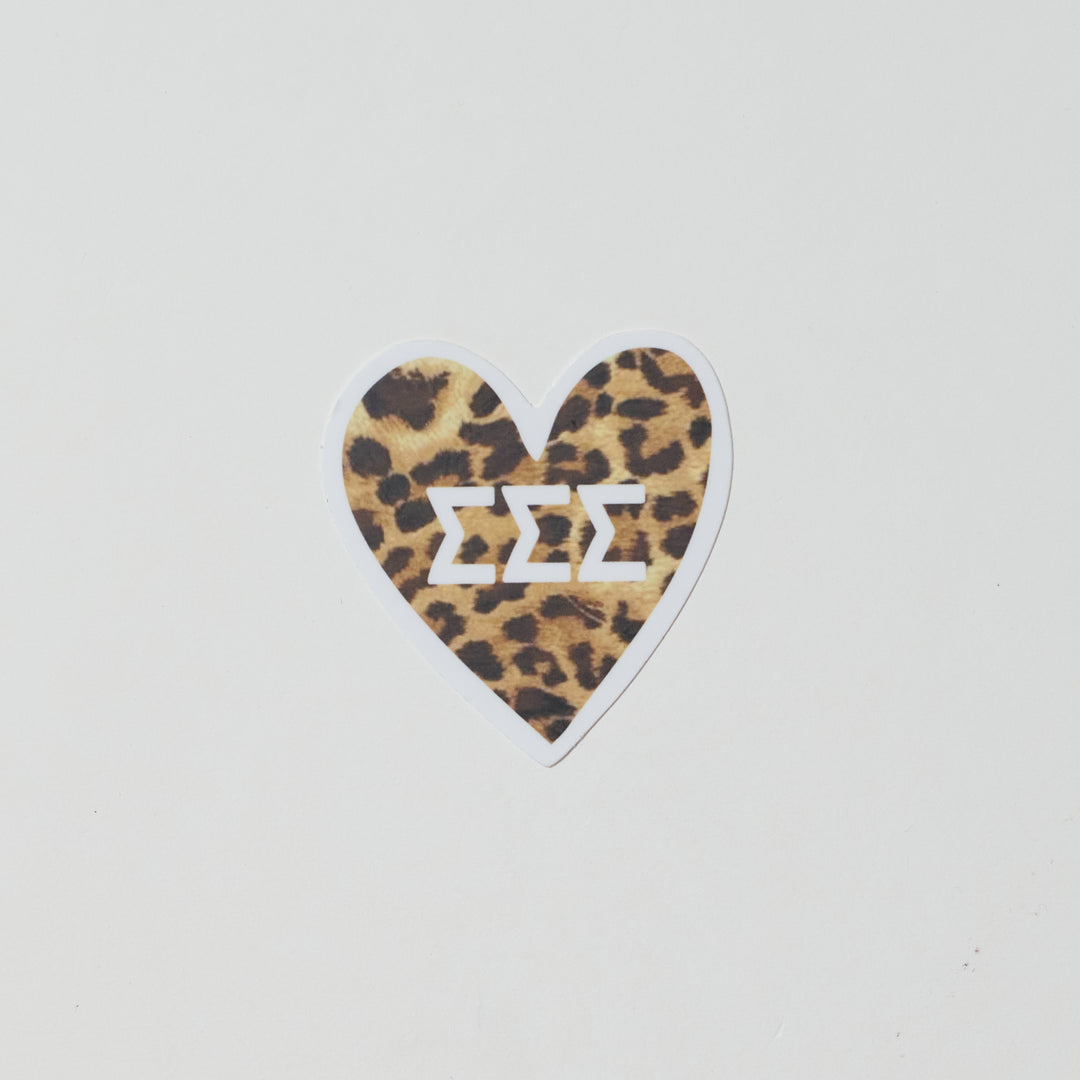 Cheetah Heart Sorority Sticker