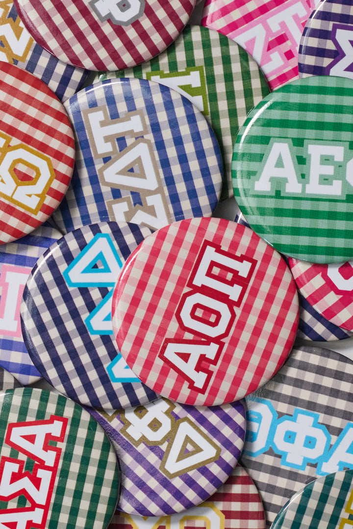 Gingham Sorority Button