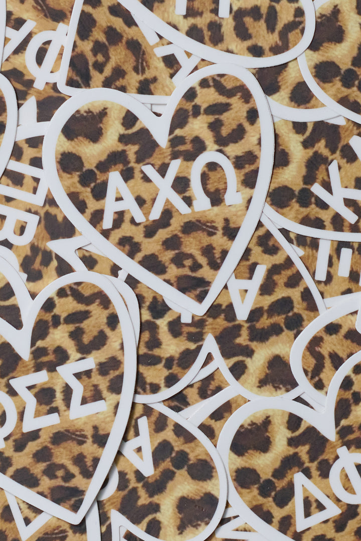 Cheetah Heart Sorority Sticker