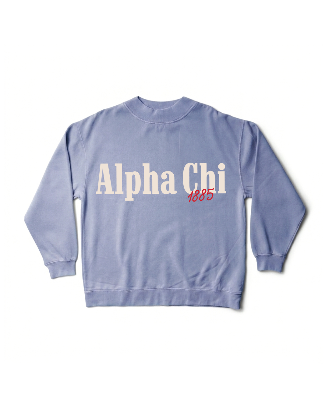 Alpha Chi Omega Simple Est Year Mock Neck Crewneck