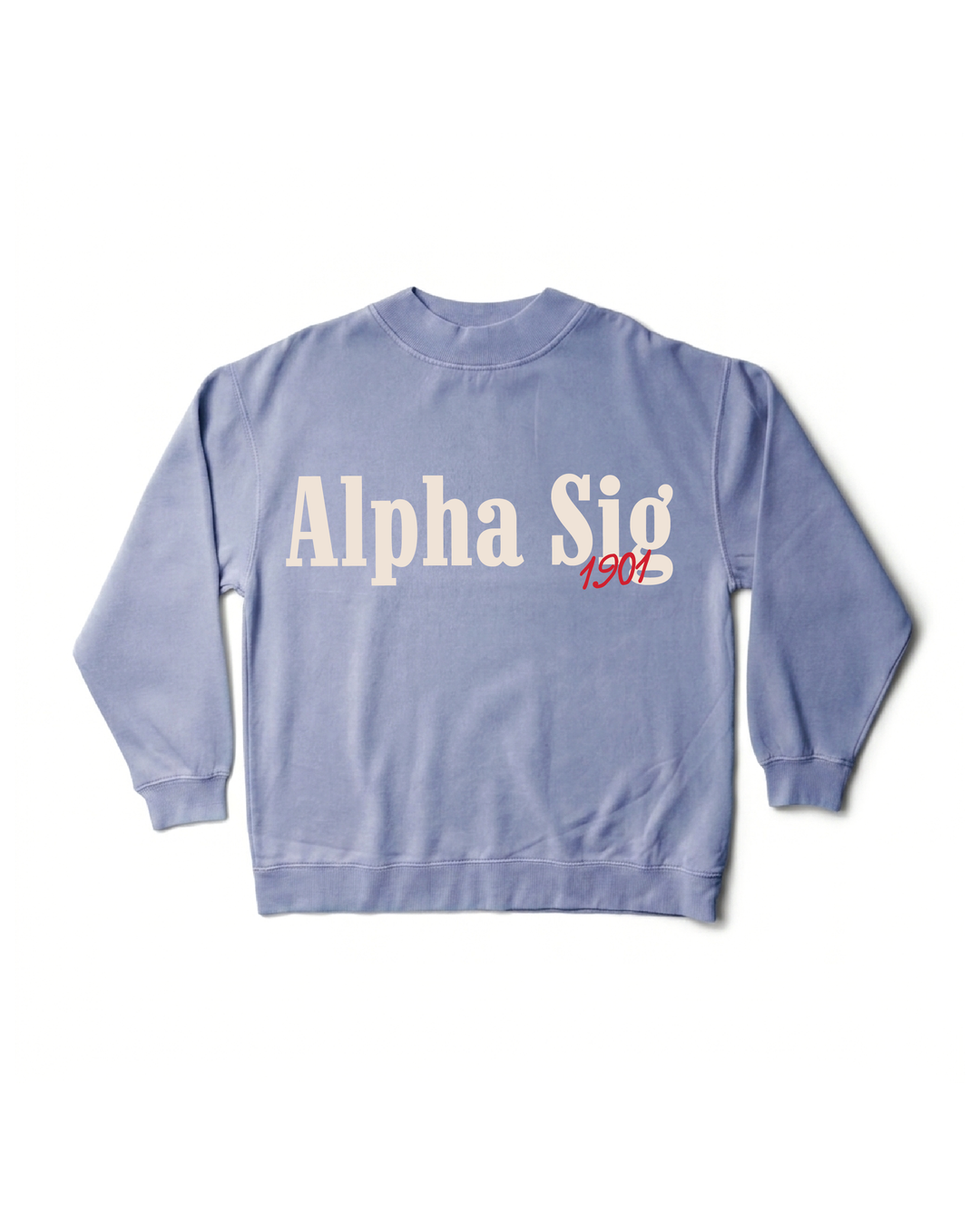 Alpha Sigma Alpha Simple Est Year Mock Neck Crewneck