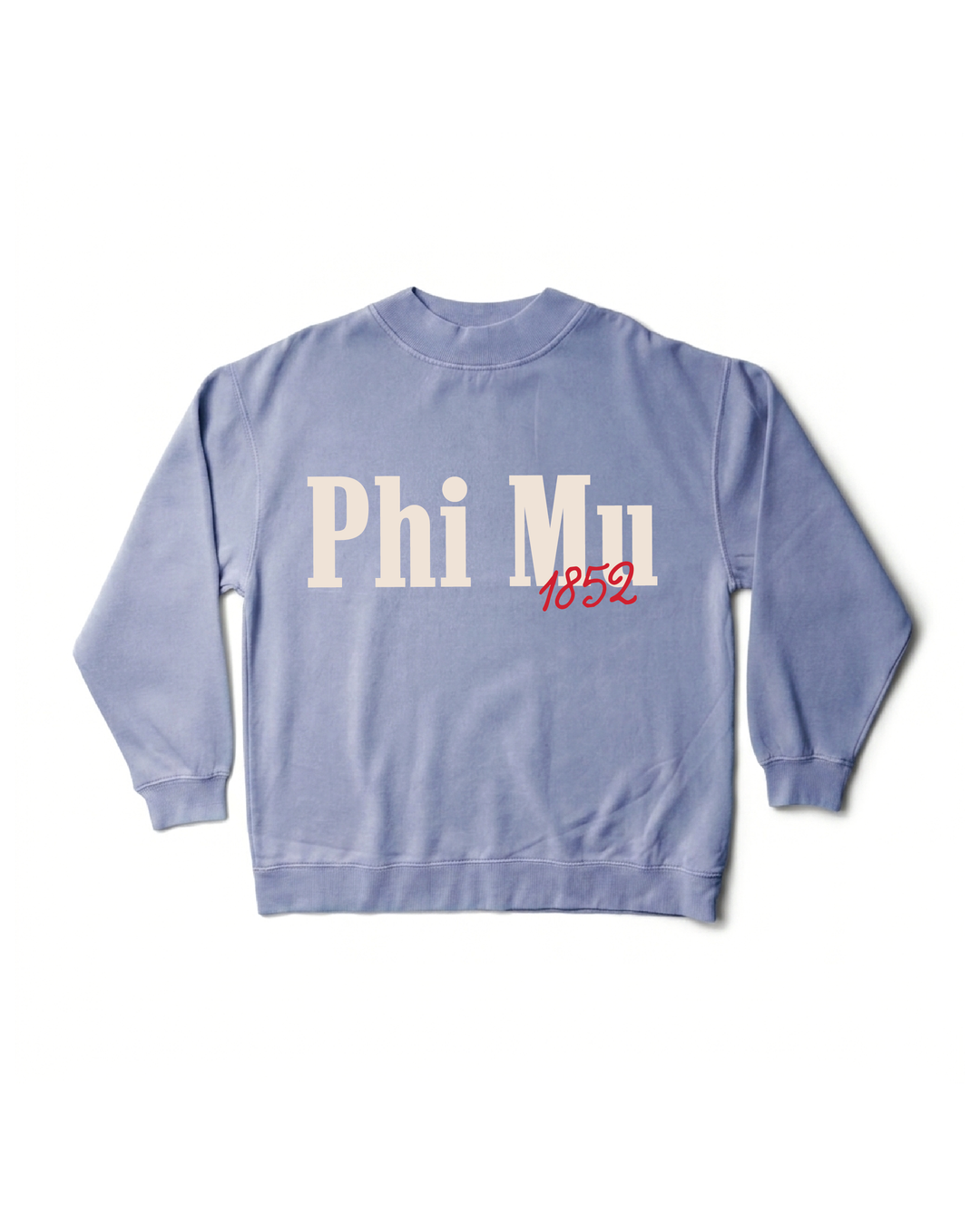 Phi Mu Simple Est Year Mock Neck Crewneck